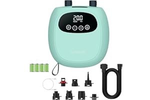 dwndpump Pompa Elettrica SUP 20PSI, Pompa ad Aria Ricaricabile, Auto-Off Portatile, Compressore Aria Elettrico Pompa per Tavole da Paddle, Kayak, Ali del Vento (con 7 Valvole Adattatori)