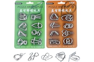 Funmo 16 Pezzi Rompicapo in Metallo, Set di Wire Puzzle Giocattoli Educativi Rompicapo IQ Test Puzzle Gioco Magic Trick Toy Regalo per Bambini e Adulti Challenge