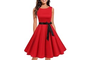 Gardenwed Robe Vintage 1950's pin-up Robe de Cocktail Femme Audrey Hepburn A-Ligne pour Soirée Rockabilly Swing