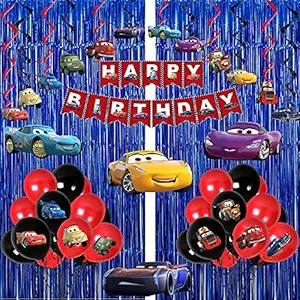 Party Propz Car Theme Decoration for Birthday Combo - 47Pcs Kit for Boys - Birthday Decoration for Boys Theme/ Happy Birthday Decoration Kit for Boy