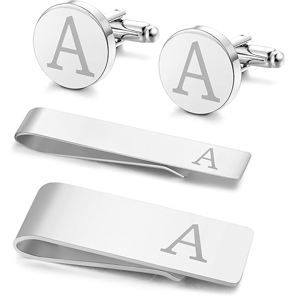 Set Gemelli E Fermacravatte Personalizzati - Iniziale In Rame Nero, Regalo Per Uomo, Elegante - Foto 3