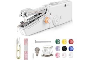 MUYAPAY Machine à Coudre Manuelle, Outils de Couture Sans Fil Mini machine à coudre portable, Point Rapide Adapté aux Vêtements, Tissus, Voyage à Domicile Bricolage, Blanc