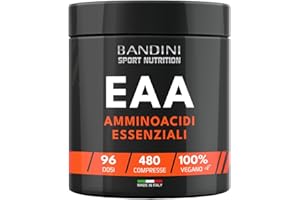 Bandini® EAA Aminoacidi Essenziali 480 COMPRESSE - Con 9 Amminoacidi Intra Pre e Post Workout - Integratore alimentare per lo Sport - Essential Amino - Essenziale, Vegan e senza zuccheri - 96 Dosi