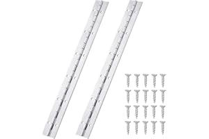 GRVICH 2 PCS 12 Inch Continuous & Piano Hinges with 24pcs Screws, 300 mm Stainless Steel Continuous Hinge with Holes, Heavy Duty Polished Piano Hinges with Holes for Pianos, Cabinet Doors, Boats