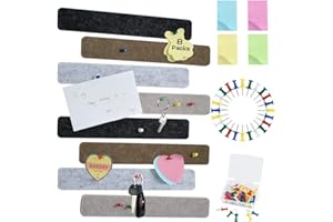 Vuzvuv Pack of 8 Black Brown Grey Pin Board Bar Stripes Cork Board Small Felt Pin Board Self-Adhesive with 35 Pieces Push Pins for Photo Hanging, Bulletin Boards Home Decoration Wall Decoration for