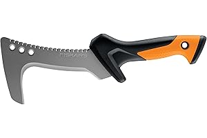 Fiskars Azada, También se puede utilizar como chuchillo, Incluye funda de nylon, Longitud de la hoja: 15 cm, Acero endurecido/plástico, Negro/naranja, 1051232
