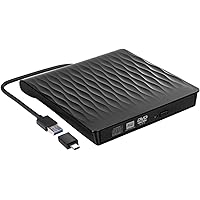 External CD DVD Drive, USB 3.0 Slim Portable External CD DVD Rewriter Burner Writer, High Speed Data Transfer USB…