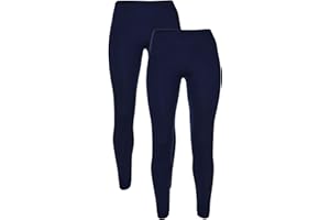 LISTERS SCHOOLWEAR 2PK Girls Plain Leggings 100% Cotton Added Stretch 2-16 Years School Black Green Brown Blue Grey Red