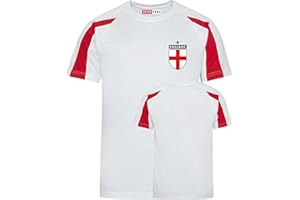 SPORTEES RETRO Sportees England Style Home Kit White Football Shirt UK for Boys and Girls Best Christmas Birthday Gift for Children and Unisex Kids Playwear for 3 to 13 Year Old Kids