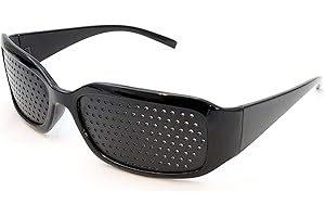 XLKJ Lunettes Sténopéïques, Lunettes à Grille avec des Branches Pliables(Noir)
