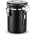 Dyserbuy 1.8L Coffee Bean Storage, Airtight Coffee Container, Coffee Storage Jar with Date Tracker and 30ML Measure Scoop &6 CO2 Valve for Beans, Grounds, Tea, Sugar (Black)