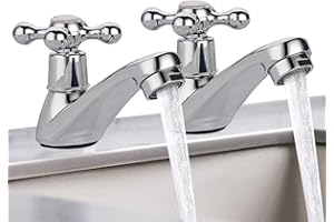 CWPFVQA Pack De 2 Grifos De Baño Tradicionales Estilo Victoriano - Agua Fría Y Caliente, Decorativos Para Lavabo Y Bañera, Acabado Cromado Plateado Mate