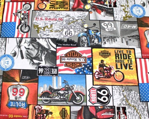 Dekostoff, Baumwollstoff, Meterware, Route 66