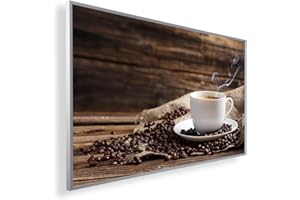 Könighaus 300W Infrarotheizung mit Bild in HD Qualität - inkl. Thermostat - TÜV SÜD + 5 Jahre Garantie - Doppelter Überhitzungsschutz - Infrarot Wandheizung - Motiv: 168. Kaffee