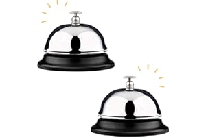FOUR GUYS Pack of 2 Reception Call Bells Stainless Steel Service Bells Hand Held Desk Service Bells Small bells Attention Call Ringers Waiter Bells Counter Bells Ideal for Restaurants, Schools, Reception Areas
