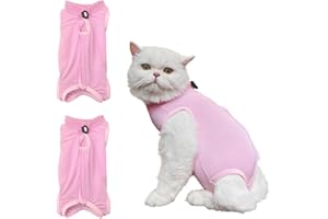 QINGZY 2 Pezzi Body Gatto Post Operatorio, Tuta Recupero per Gatti dopo Sterilizzazione o Chirurgia, Alternativa al Collare Elisabettiano per Impedire Leccare Ferita (L)