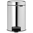 Brabantia NewIcon Pedal Bin 3 L (Brilliant Steel) Soft-Closure Bathroom Rubbish Bin, Removable Inner Bucket + Free Binbags