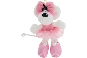 DIDDL - Porte-clés Peluche Diddlina en Robe Ballerina 15cm - Accessoire Années 90-100% Recyclé Écoresponsable - Idée Cadeau Enfant & Fan Nostalgique de Danse Classique - Peluche Tutu Rose