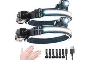 SENDALE Linterna Frontal Recargable,Faro USB XPG COB De 10000 Lúmenes Con Sensor,IPX6 Faro Ajustable De 270 ° Impermeable Con Modos 7, Para Correr Al Aire Libre, Ciclismo, Camping, Senderismo (2)