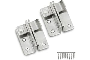 Bwintech 2 Pcs 44MM Cerradura de puerta con pestillo abatible abierto a la izquierda Cerradura de puerta corredera con pestillo de seguridad, acero inoxidable acabado cepillado