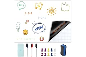 Ziamzra Whiteboard Magnetisch 60x44.5 cm Magnetfolie Weiß Whiteboard Folie Tafelfolie Magnetisch für Magnettafel Küche Kühlschrank Büro Zuhause Wochenplaner Einkaufsliste