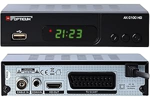 RED OPTICUM AX C100 mit PVR Digitaler HD Kabel-Receiver HD mit LED-Display EPG HDMI USB SCART Coaxial Audio Stromsparender Receiver für Kabelfernsehen DVB-C Receiver schwarz