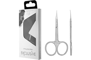 STALEKS PRO Tijera profesional para cutículas con ganchito. Acero inoxidable. Longitud de la hoja 25mm. Estampado de Magnolias. Exclusive (SX-23/2)