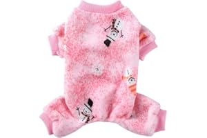 XIAOYU Abbigliamento natalizio per animali domestici con motivo fiocco di neve caldo pigiama per cani tuta per gatti abbigliamento per cuccioli, rosa, XL