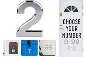 RUBIGO Silver Door Numbers Stick On, 0-99, Letters A, B, C, D, 3'' House Numbers Self Adhesive Stickers, For Doors, Mail Boxes, Hotel Rooms (2)