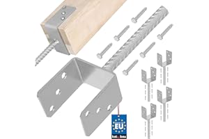 KOTARBAU® Set di 4 Supporti per Pali da Cemento a U 101 mm, zincati a Caldo, in Acciaio zincato a Caldo, per Pali in Legno