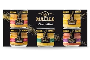 Maille Coffret Les Minis Bouquet Gourmet : sélection de 5 mini pots de moutardes 23g - saveurs exclusives - Maison française - petit cadeau raffiné - Pour lui ou elle