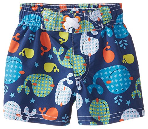 iXtreme Baby Boys Infant Whale Swim Trunk Rashguard Short, Navy, 12 Months