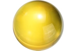 sourcing map 50mm/2" Crystal Sphere Ball Glass Solid Decorative Sphere Crystal Ball Prop Ornament for Feng Shui Divination Fortune Telling Tabletop Fountain Decoration, Gold Yellow