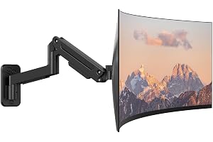 PUTORSEN Väggfäste 17-49" 20kg gasfjäder VESA 75/100 svart | Utan mätning, 730mm höjd, för trä/betong/tegel, kabelhantering