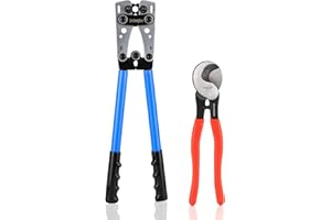 DECHENGBAO HX-50B Battery Cable Lug Crimping Tools Hand Electrician Pliers for Crimping Wire Cable from 6-50mm²(AWG 8-1/0) with Thickened and Reinforced The Metal Plate (HX50B Crimper and Cable Cutter)