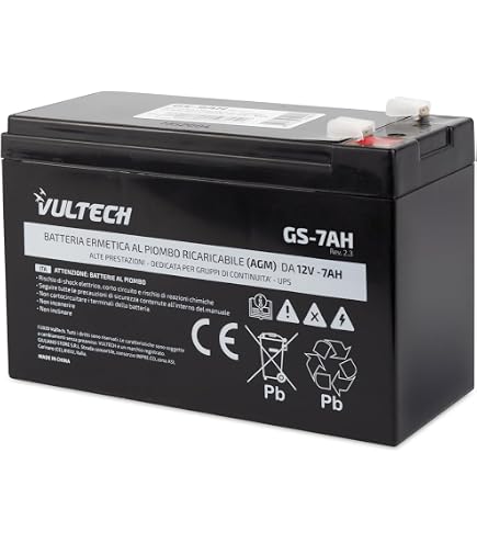 BATTERIA 12V 7A PIOMBO GEL VLRA AGM ALLARMI UPS ELETTRONICA 7,2AH ANTIFURTI 7AH