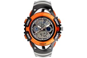 TONSHEN Deportivo Relojes Niño y Niña Impermeable 50M Resistente al Agua Analógico Cuarzo LED Electrónica Doble Tiempo Multifuncional Militar Digital Reloj de Pulsera Plastico