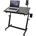 Isomars Standing Table Multipurpose Laptop Table Study Desk Drawing Table, Caster Lockable Wheels, Adjustable Height And Angle For Work From Home, Office, Bedroom, Sit Stand Alloy Steel Table (Black)