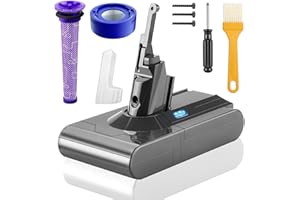HUAENG V8 Batterie Li-ion de rechange 7200 mAh V 8 SV10 pour aspirateur à main Dyson V8 Absolute/Animal/Fluffy/Motorhead avec 2 filtres et 3 vis