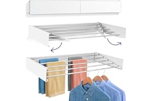 Altaudia Wandwäschetrockner Ausziehbar 140cm Antioxidans – Klappbar Mit 5 Aluminiumstangen, Ausziehbar 12–80 cm, Wandmontage Innen Oder Außen, Platzsparend und Einfach zu Montieren