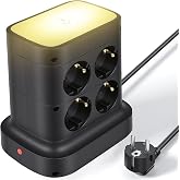 Glovios Tower Power Strips Sockets, USB Power Strip 7 AC Outlets and 4 USB Multiple Plug, with Adjustable LED, 2500W/10A, Pow