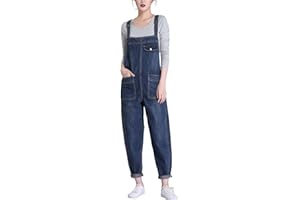 Vanchenl Damen Casual Loose Denim Latzhose Bib Verstellbare Jean Overalls Romper Jumpsuit Harem Hosen