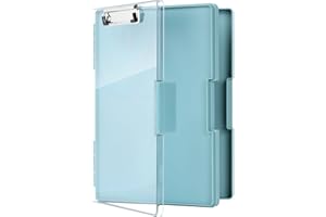 FRETONBA Tablica zaciskowa A4 z przegródką do przechowywania, z tworzywa sztucznego z półką, lekka półka, przenośna deska zaciskowa do pisania z przegródką, idealna do szkoły/przemysłu/biura, zielony