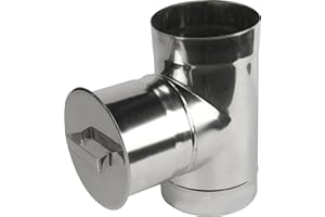 swettews Edelstahl Rauchrohr Ofenrohr Abgasrohre Kaminaufsatz Ofenknie Rosette Regenhut Rohr Bogen T-Stück Kaminhaube Grundplatte (DN 120 mm, Putztüranschluss rund)