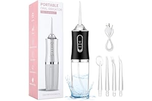 BIGFOX Irrigador Dental Portátil Recargable - 4 Boquillas para Limpieza Profunda, Sin Cables | Máquina de Agua para Cuidado Bucal Diario