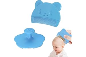 BAVOOTY Brosse et Peigne pour Croûtes de Lait,Brosse en Silicone pour le Bain de Bébé,Brosse de Massage en Silicone,Brosse de Bain Pour Bébé,Brosse Pour Berceaux Pour Bébé,Bleu Peigne à Cheveux pour Bébé,2PCS