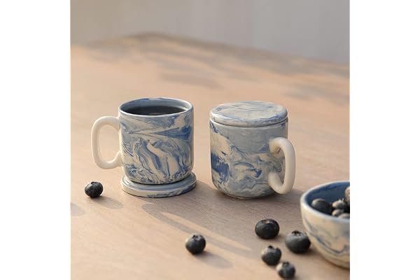 Ellementry Earth Ceramic Mug Set of 2 (150 ml Each), Stylish Ceramic Mug for Coffee, Tea & Milk, Dishwasher Safe Trendy Everyday Use Coffee Cup for Office, Home & Travel, Perfect for Birthday Gift