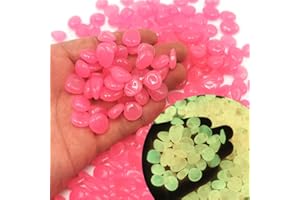 DUORIES 300 Piedras Luminosas Multicolor para decoración de Acuario,Piedras Luminosas,Piedras Fluorescentes para terrario,jardín,aceras,terraza,césped,habitación Infantil,decoración de Plantas,Color Rosa