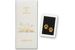 Livret de Famille Animalier, Fabriqué en France, Kit Empreintes Inclus Sans Danger, Souvenir Unique et Intemporel pour Animaux, Compatible Toutes Espèces. (Classique (4 animaux) + 1 kit empreintes)