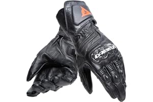 DAINESE - Carbon 4 Long Gloves, Guanto Moto Lungo in Pelle, con Protezioni delle Nocche in Carbonio, Uomo, Nero/Nero/Nero, M